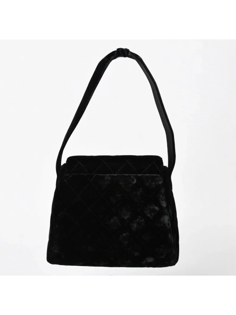 Chanel Bag CC Logo Velvet Quilted Turnlock Black Gold